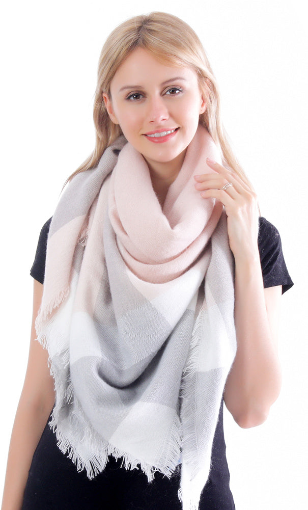 Framed Check Blanket Scarf