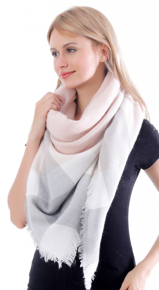 Framed Check Blanket Scarf
