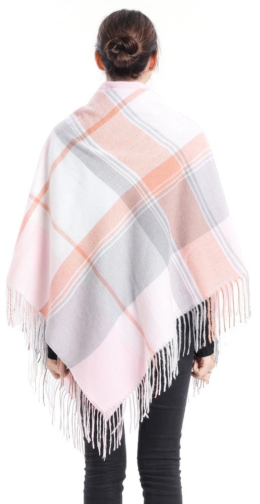 Fringed Check Blanket Scarf