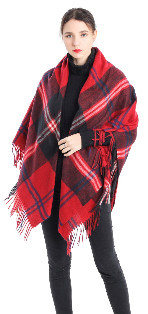 Fringed Check Blanket Scarf