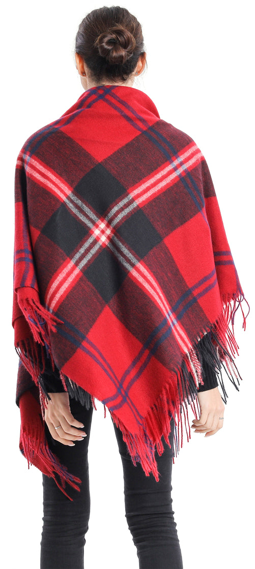 Fringed Check Blanket Scarf