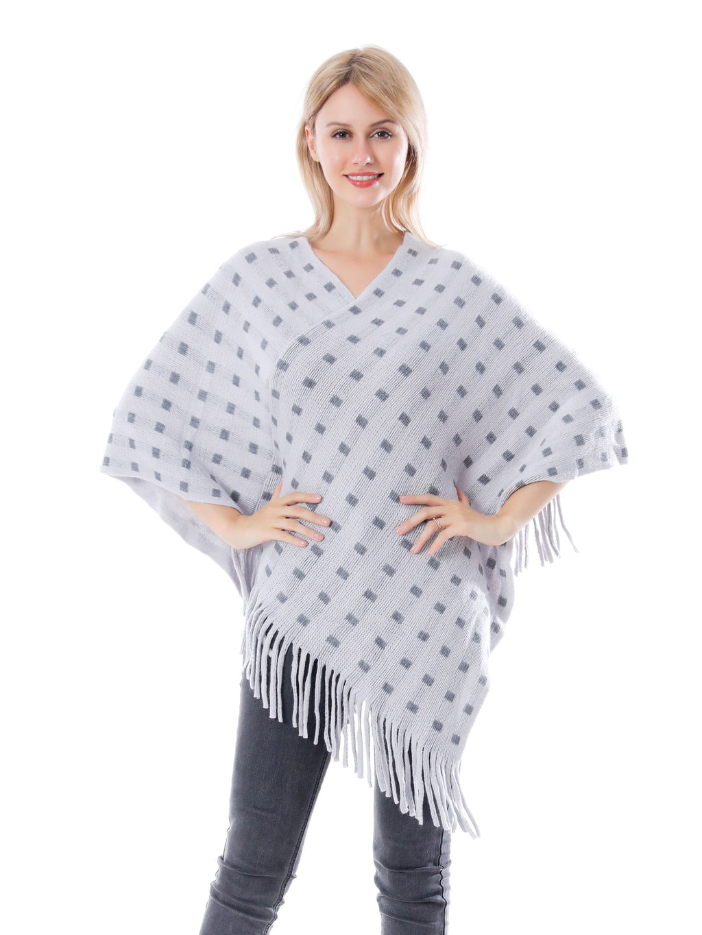 Dotted Check Poncho