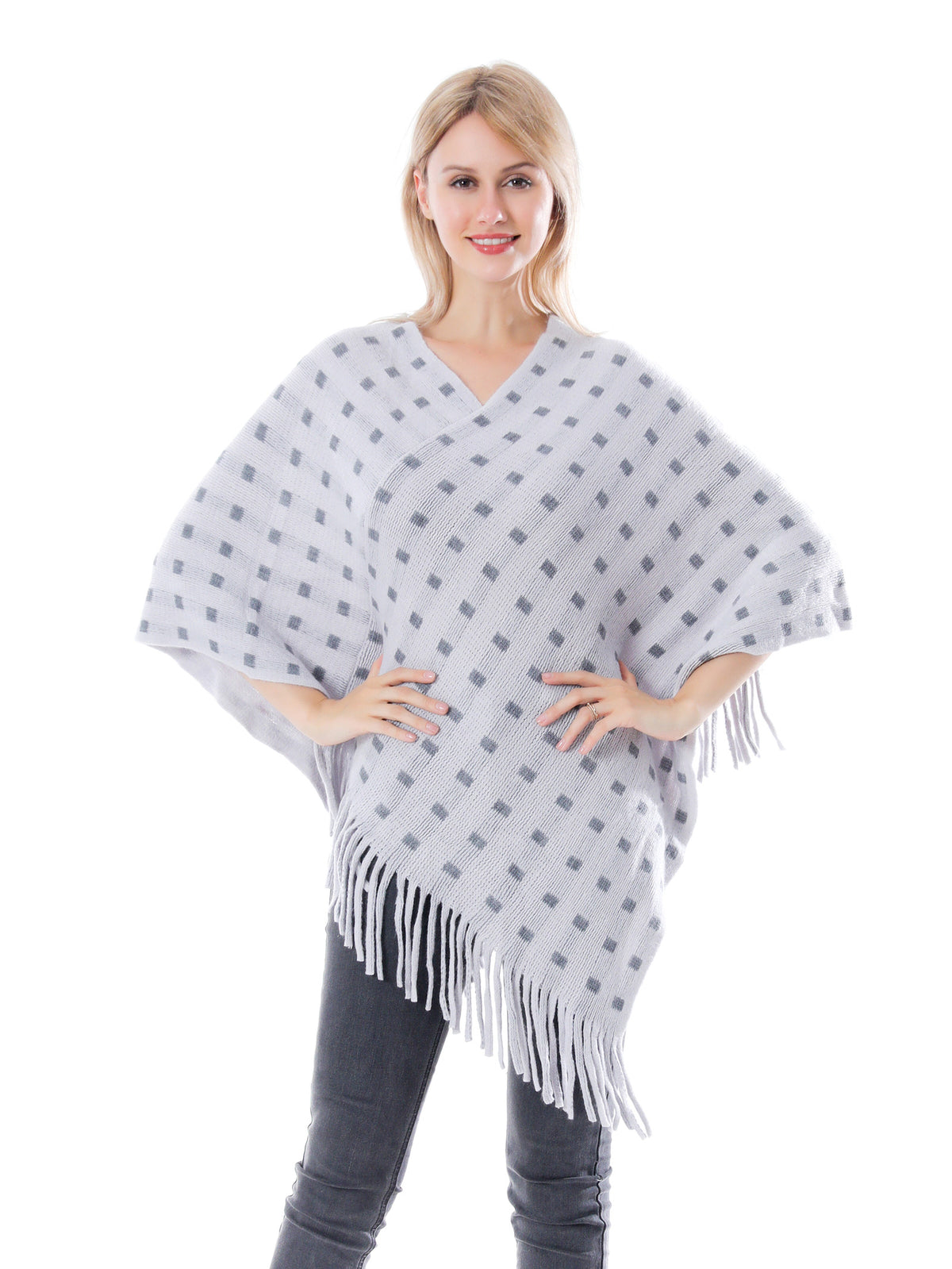Dotted Check Poncho
