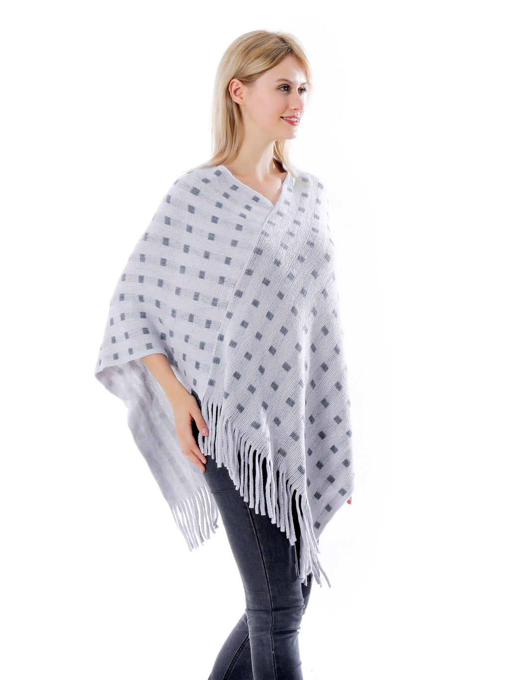 Dotted Check Poncho