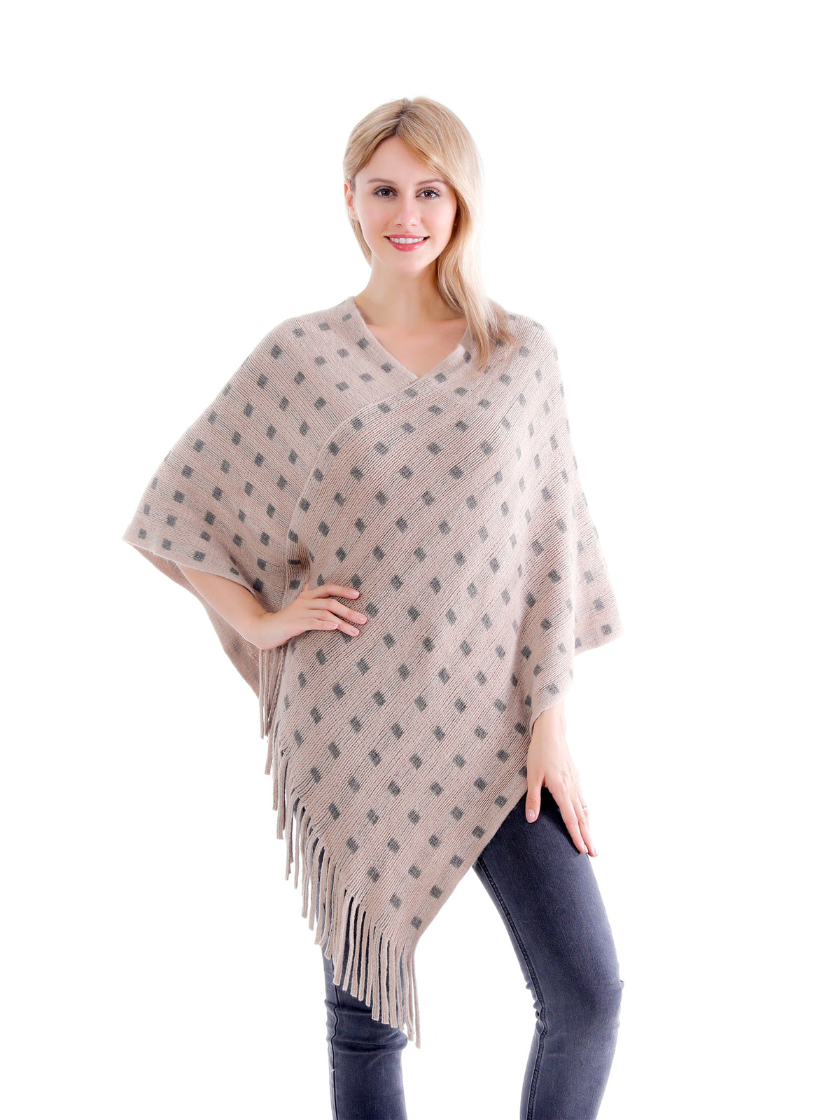 Dotted Check Poncho