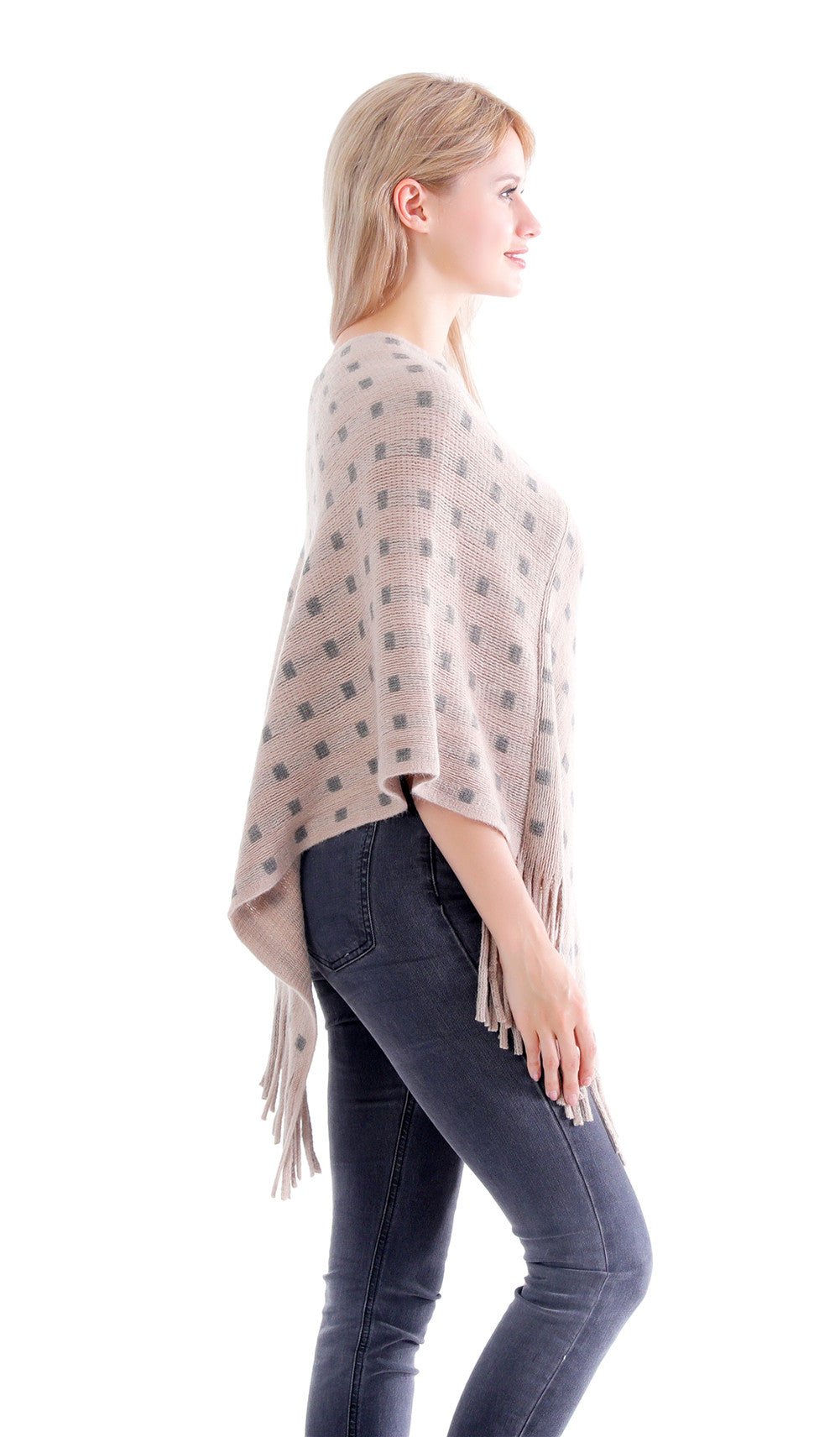 Dotted Check Poncho