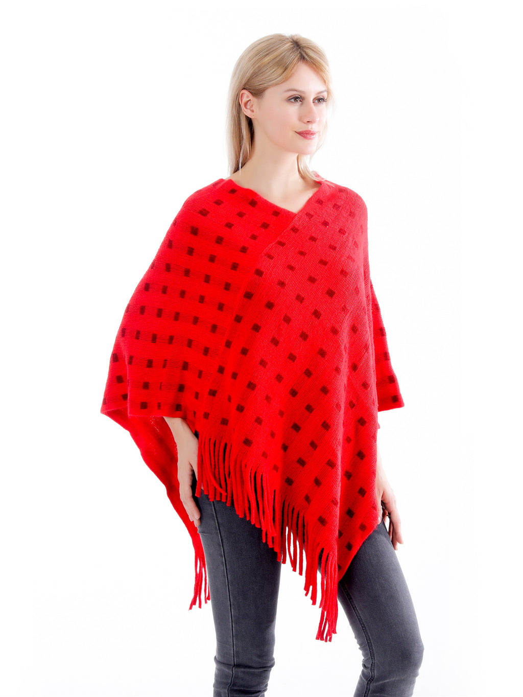 Dotted Check Poncho