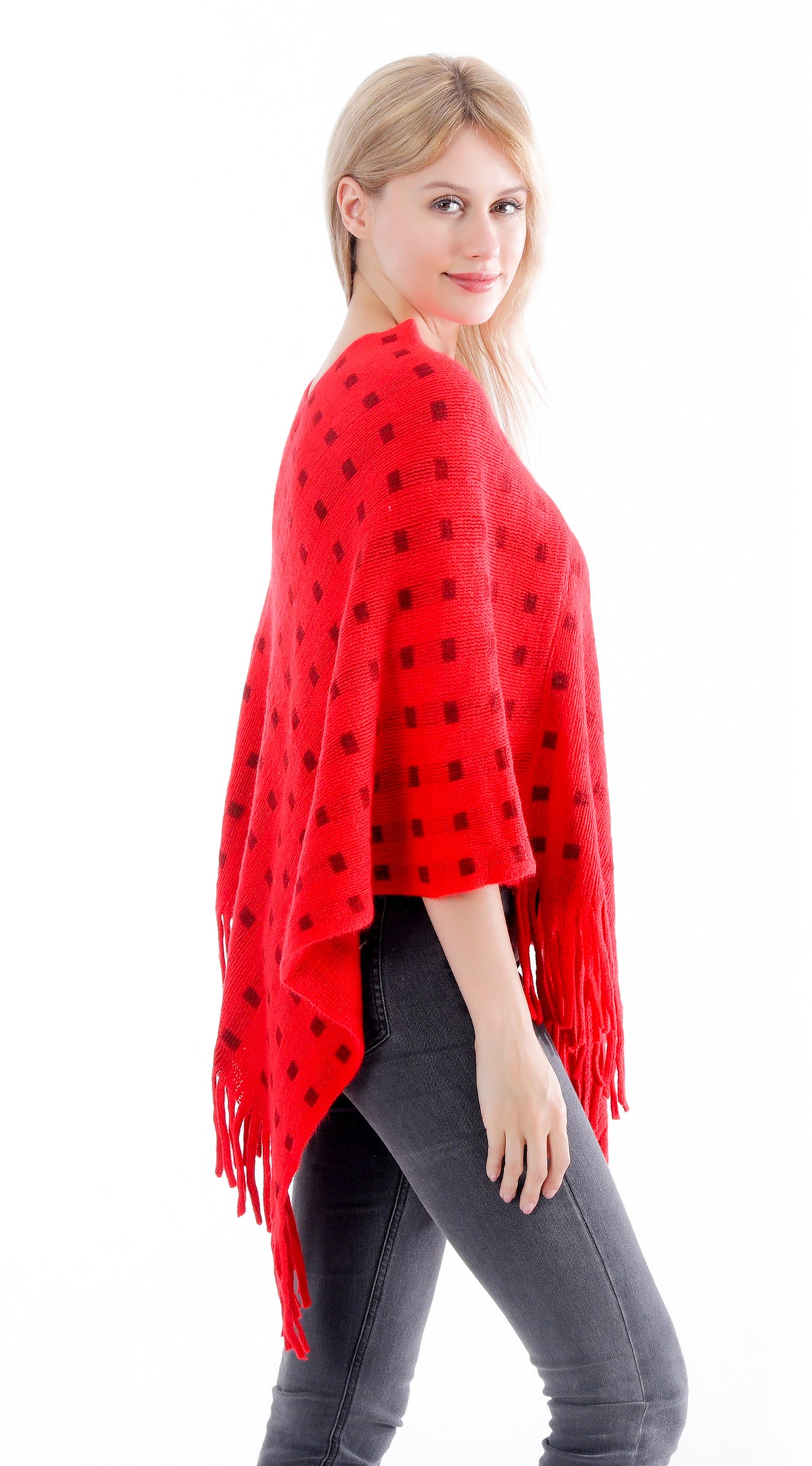 Dotted Check Poncho