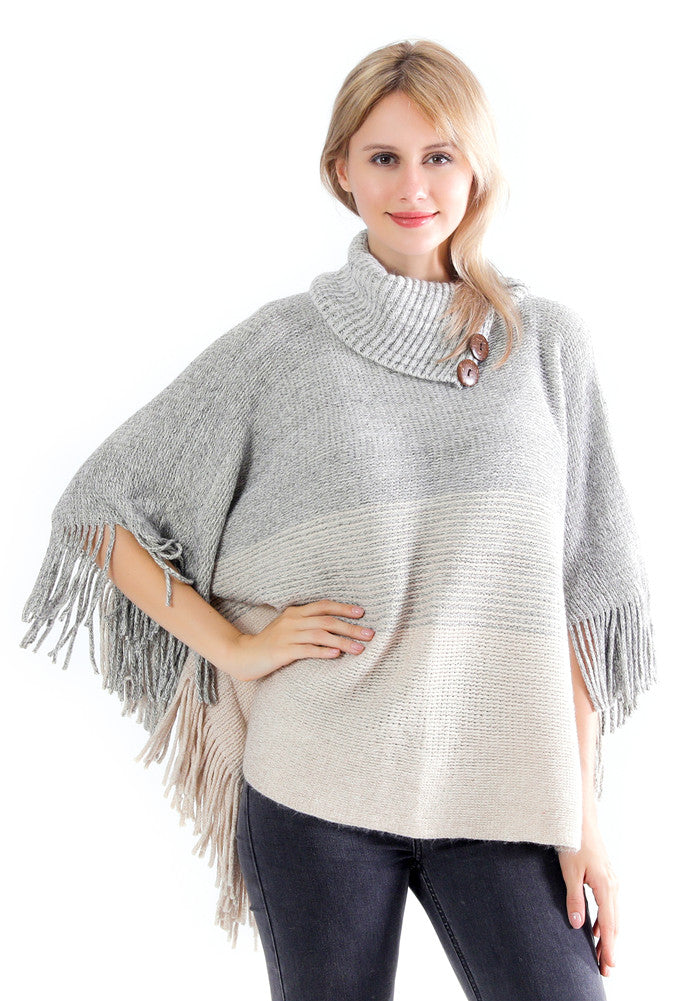 Collared Stripe Poncho