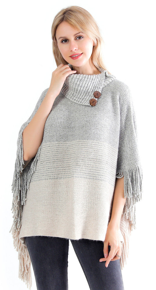 Collared Stripe Poncho