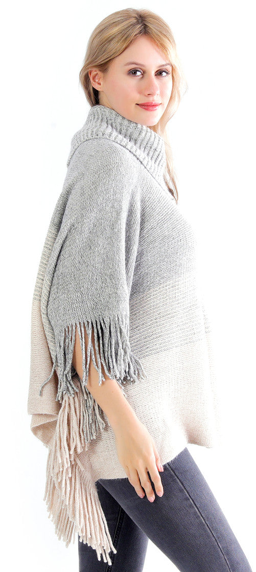 Collared Stripe Poncho