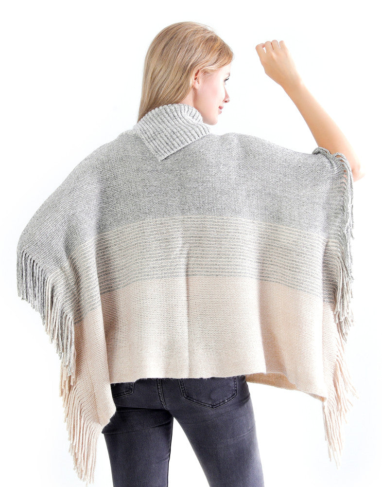 Collared Stripe Poncho