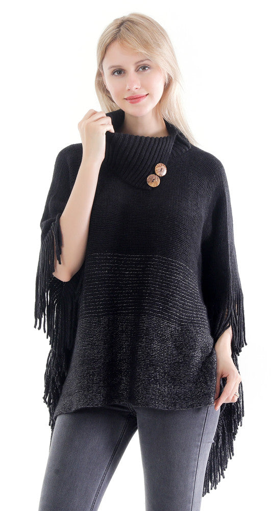 Collared Stripe Poncho