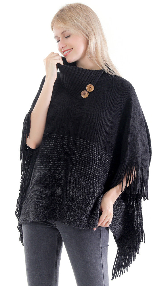 Collared Stripe Poncho