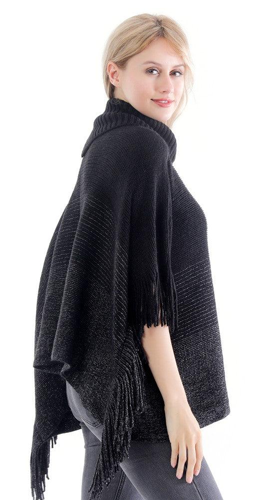 Collared Stripe Poncho