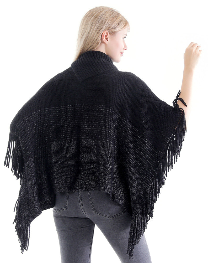Collared Stripe Poncho