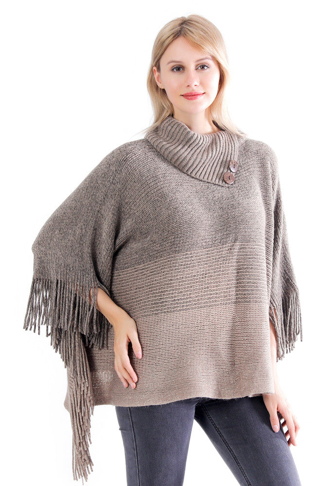 Collared Stripe Poncho