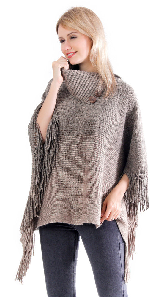 Collared Stripe Poncho