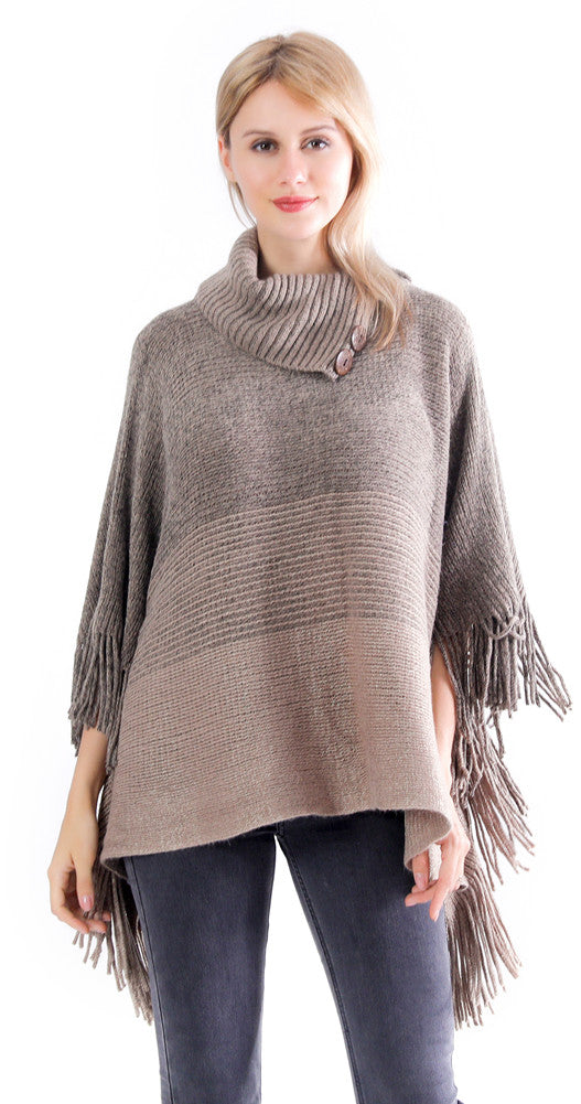 Collared Stripe Poncho