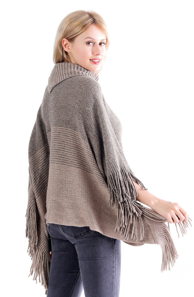 Collared Stripe Poncho