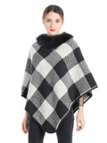 Collared Plaid Poncho