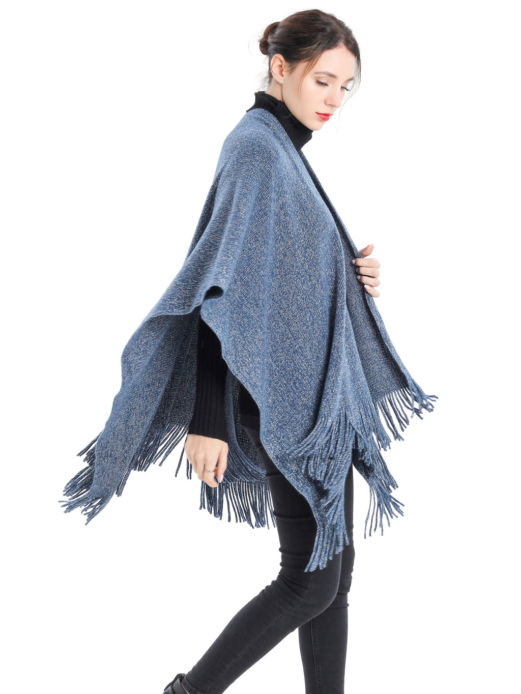 Metallic Fringed Poncho