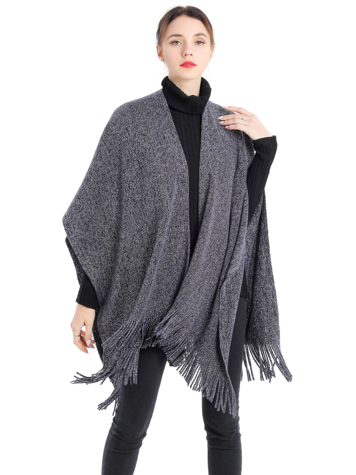 Metallic Fringed Poncho