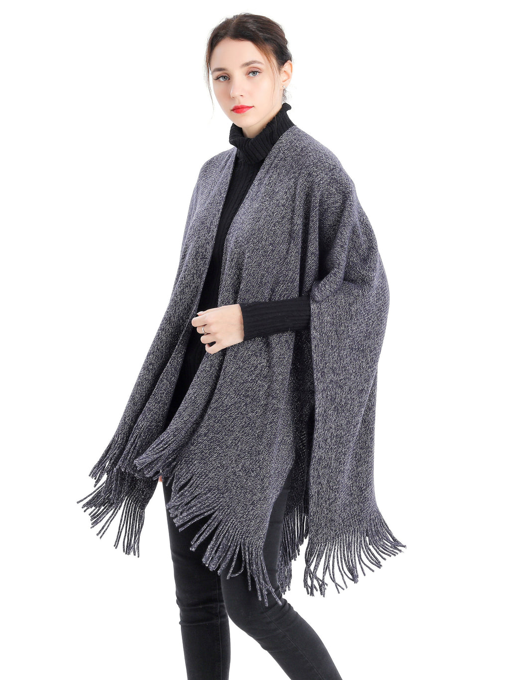 Metallic Fringed Poncho