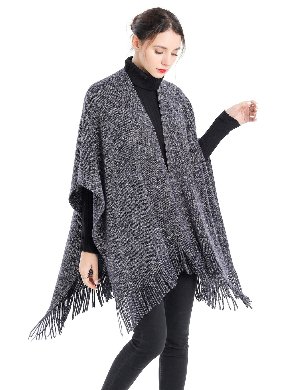 Metallic Fringed Poncho