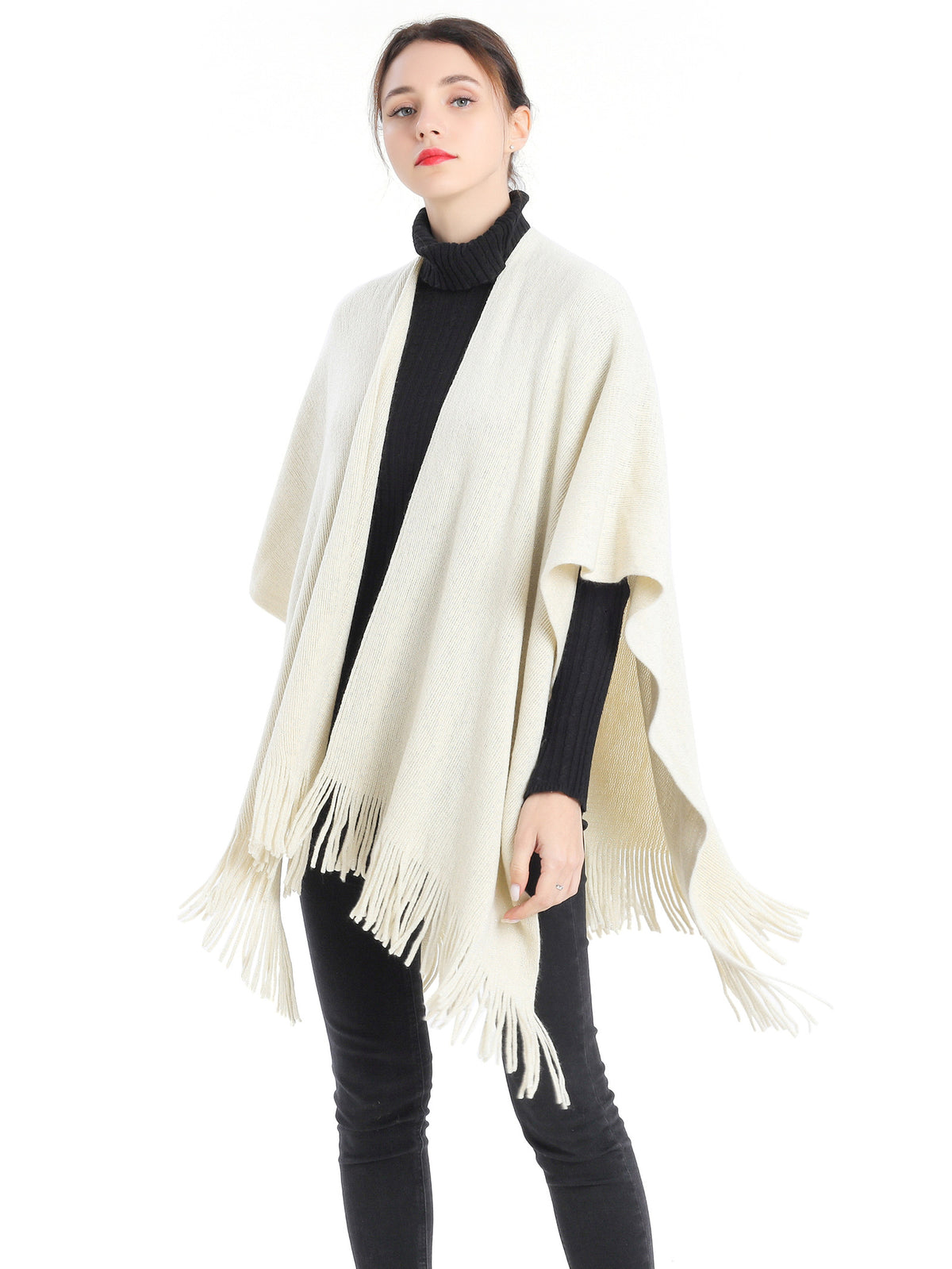 Metallic Fringed Poncho