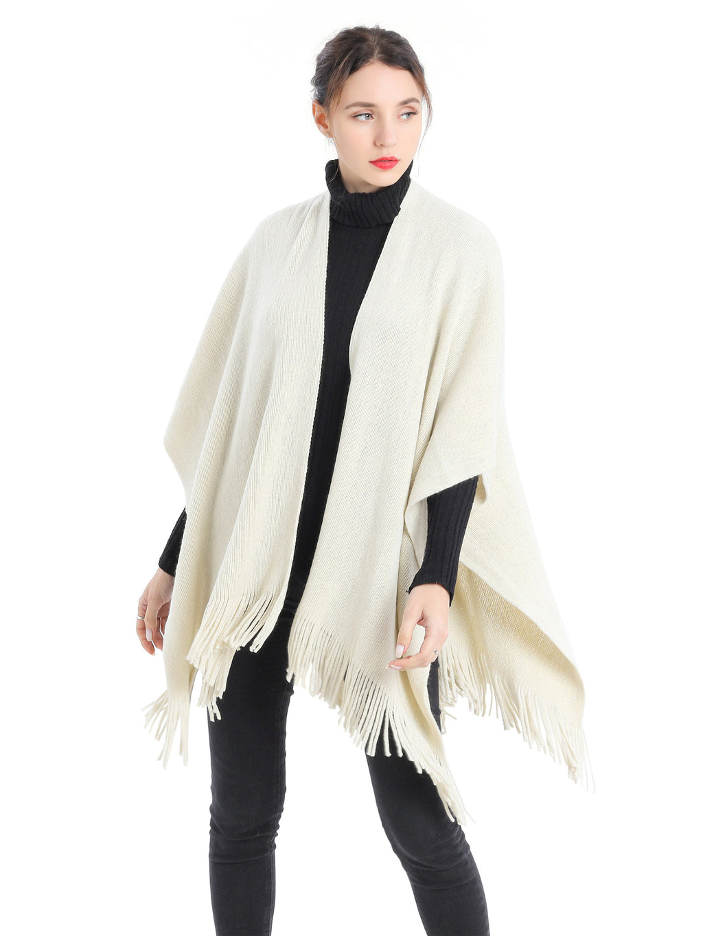 Metallic Fringed Poncho