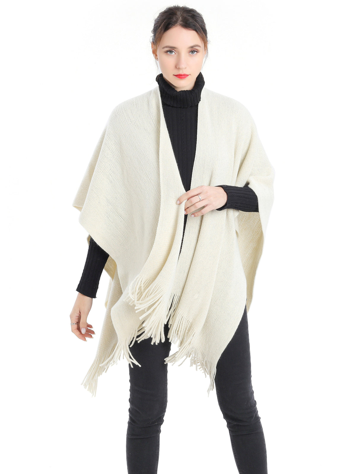 Metallic Fringed Poncho