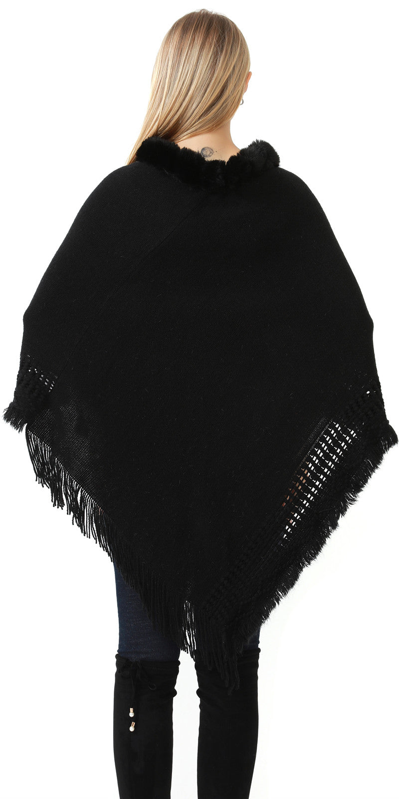 Faux Fur Lace Poncho