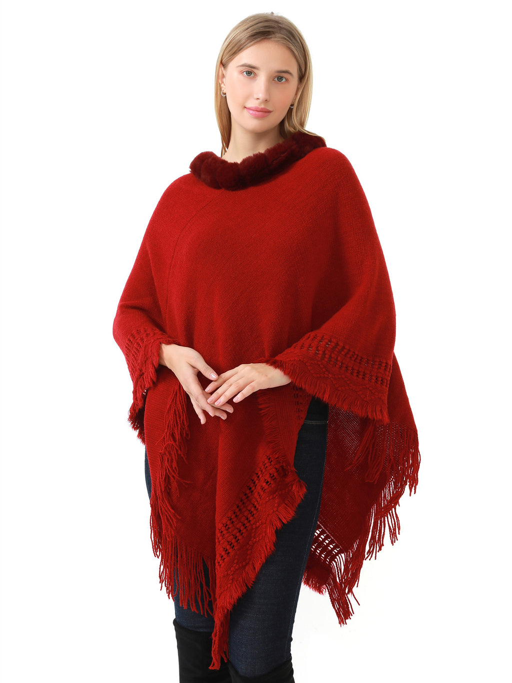 Faux Fur Lace Poncho