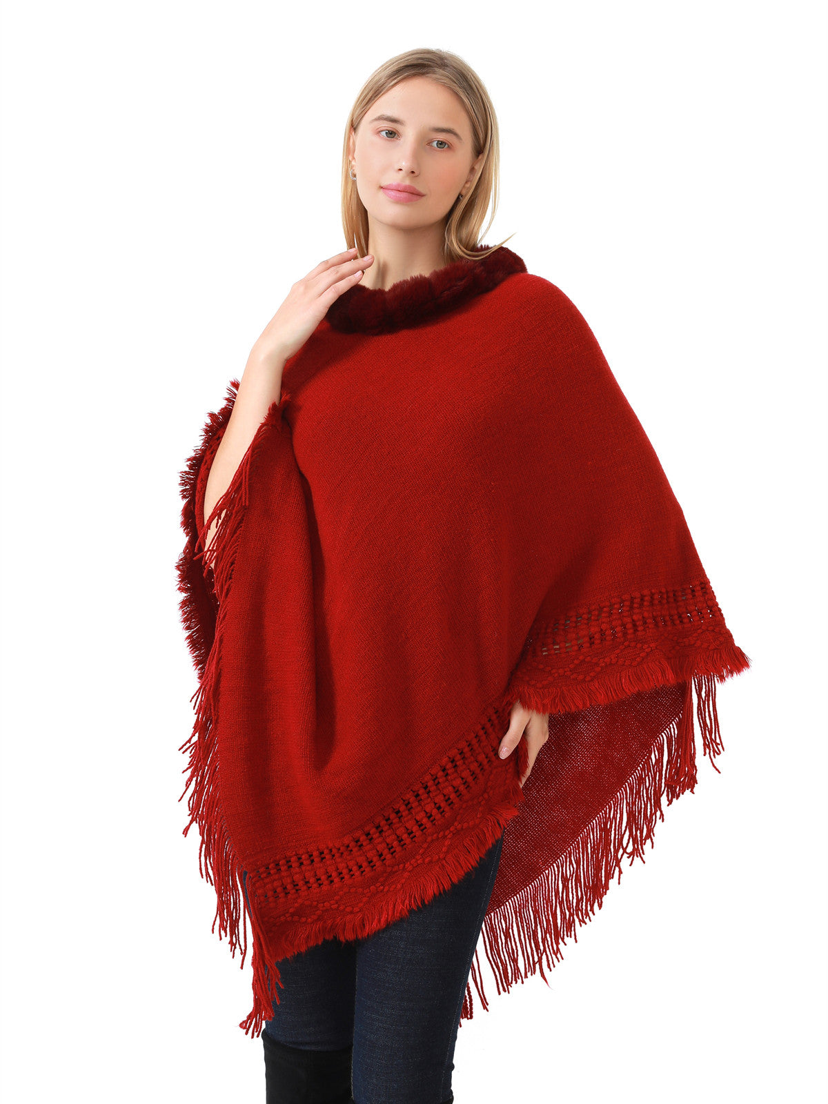 Faux Fur Lace Poncho