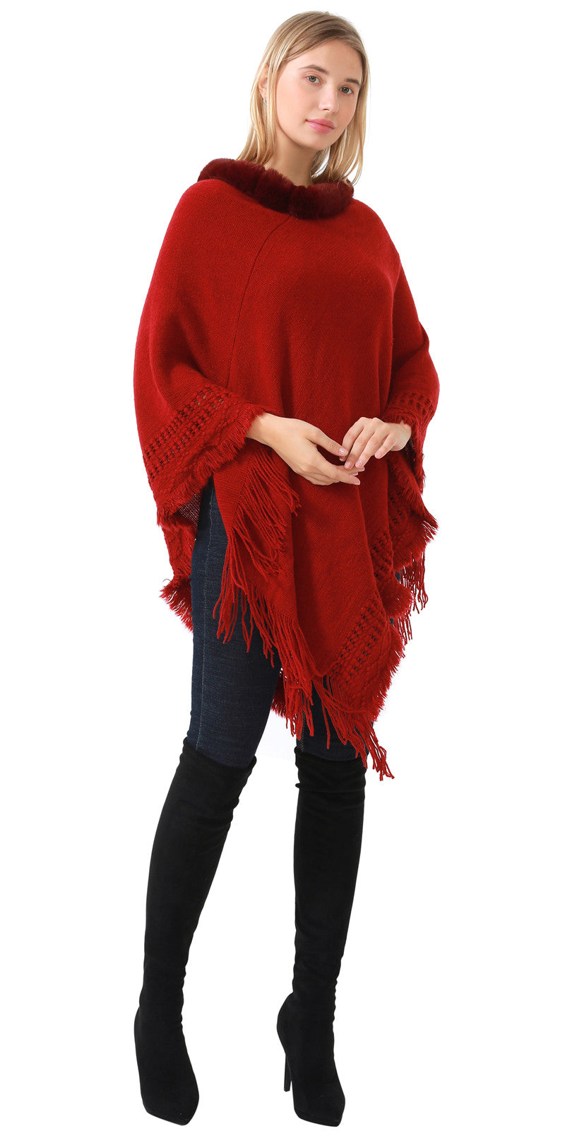 Faux Fur Lace Poncho