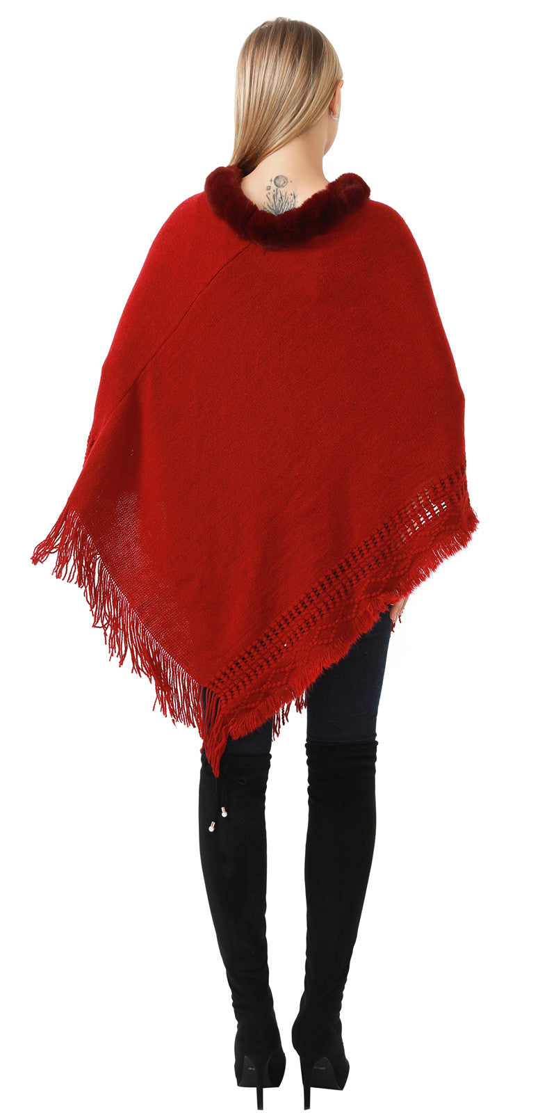 Faux Fur Lace Poncho