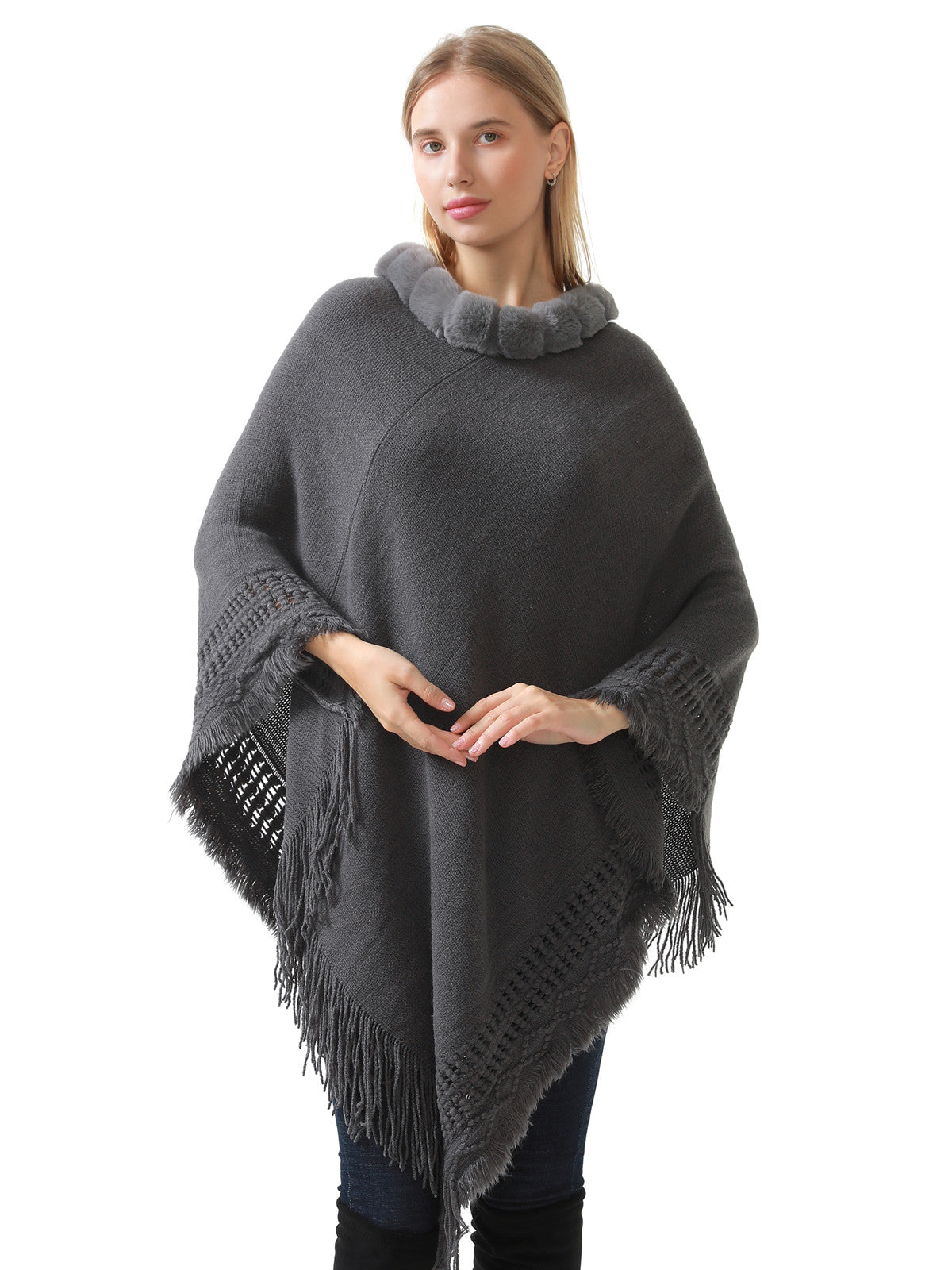 Faux Fur Lace Poncho