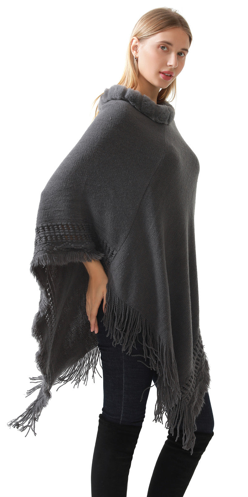 Faux Fur Lace Poncho