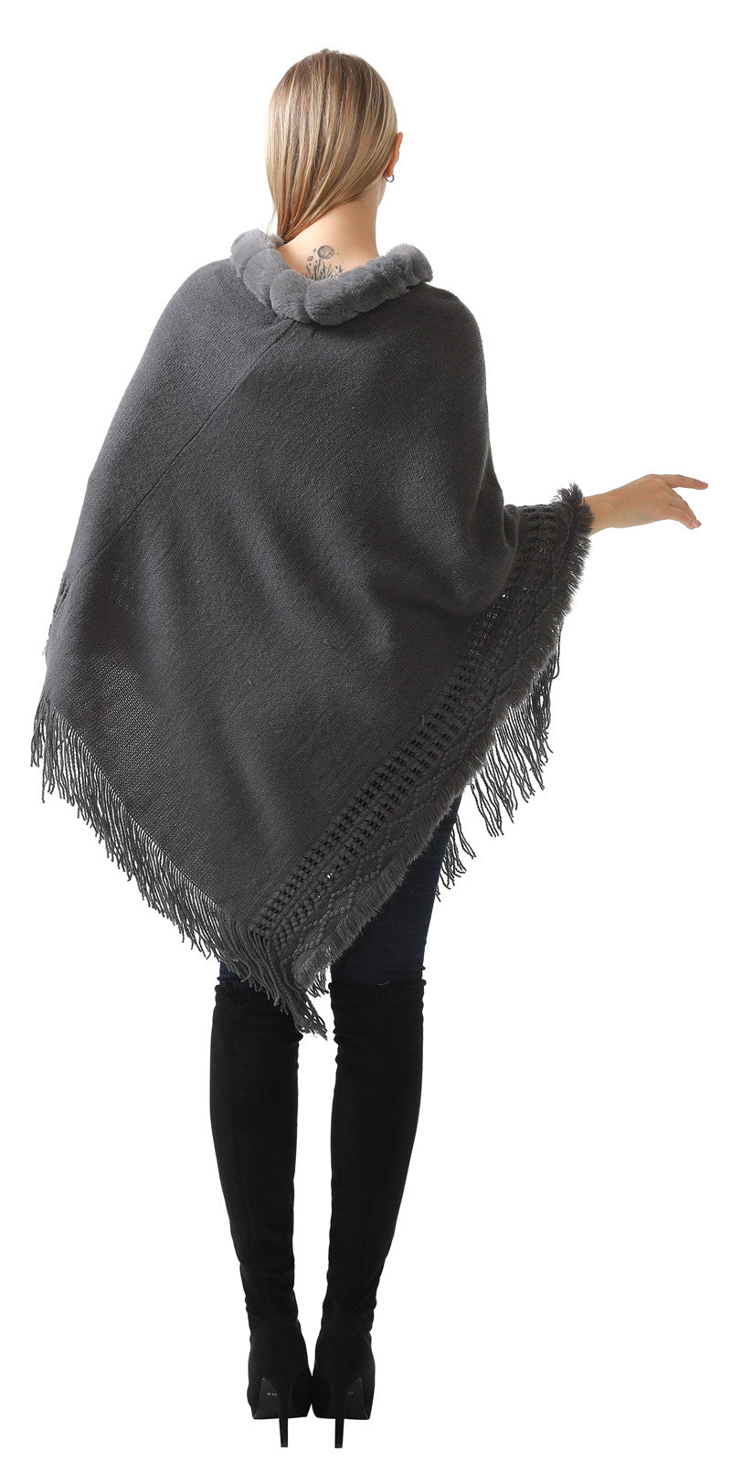 Faux Fur Lace Poncho