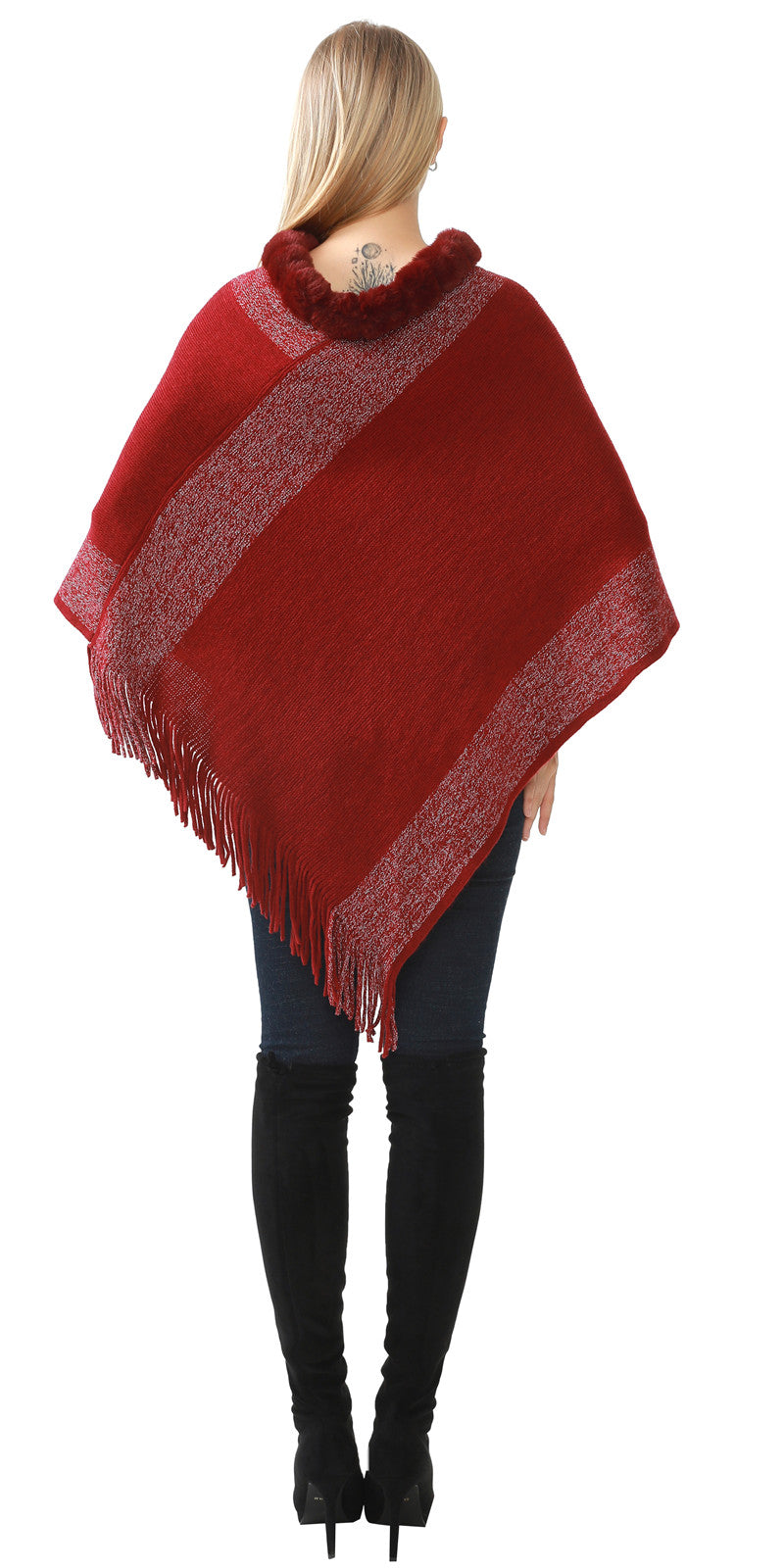 Faux Fur Accent Poncho