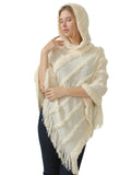 Hooded Fringe Stripe Poncho