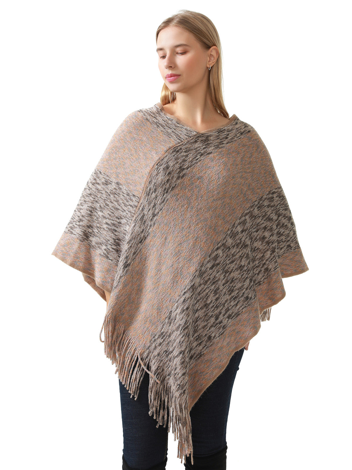 Heathered Stripe Poncho