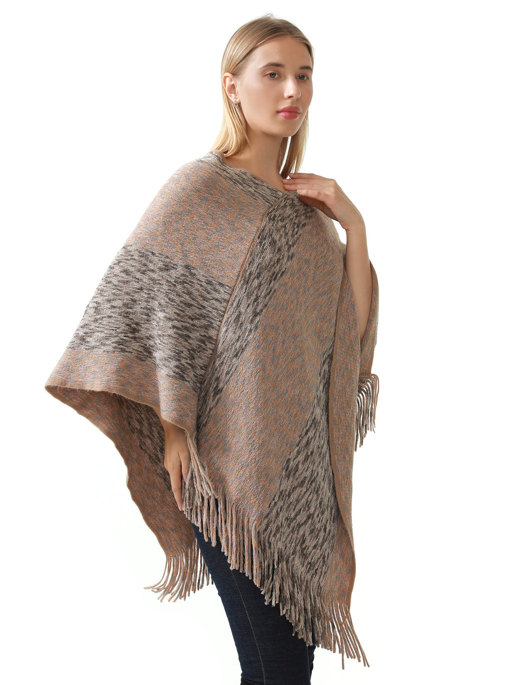 Heathered Stripe Poncho