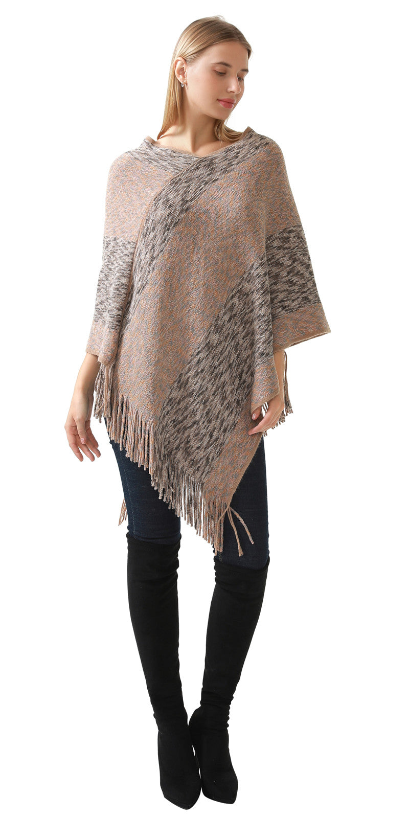 Heathered Stripe Poncho