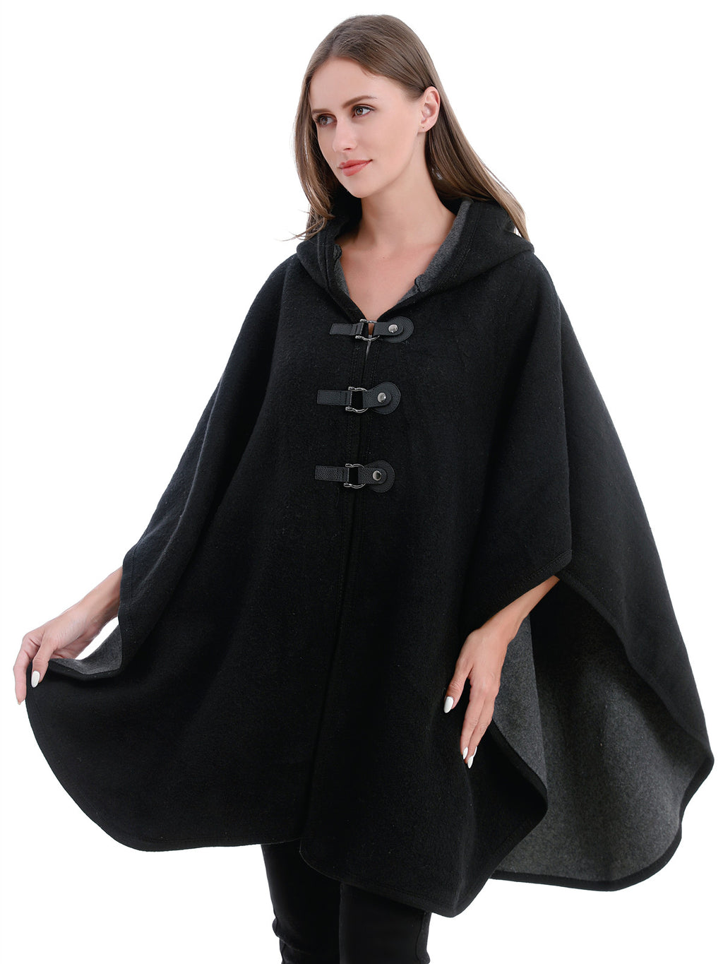 Hooded Buckle Poncho