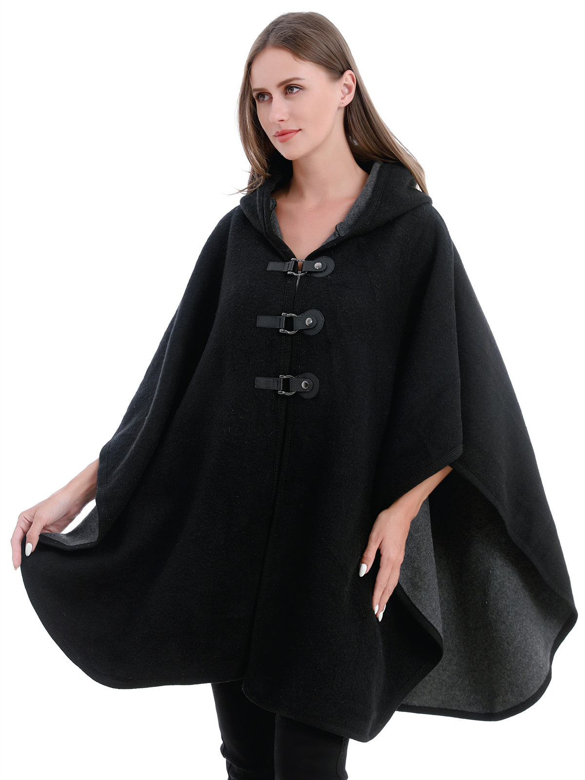 Hooded Buckle Poncho