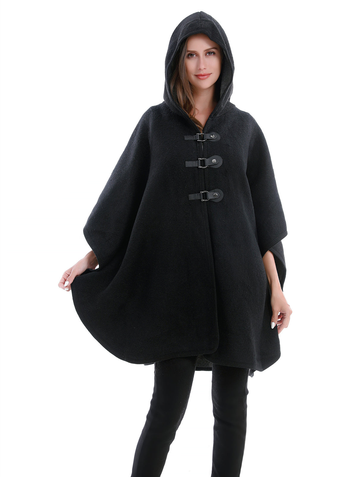 Hooded Buckle Poncho