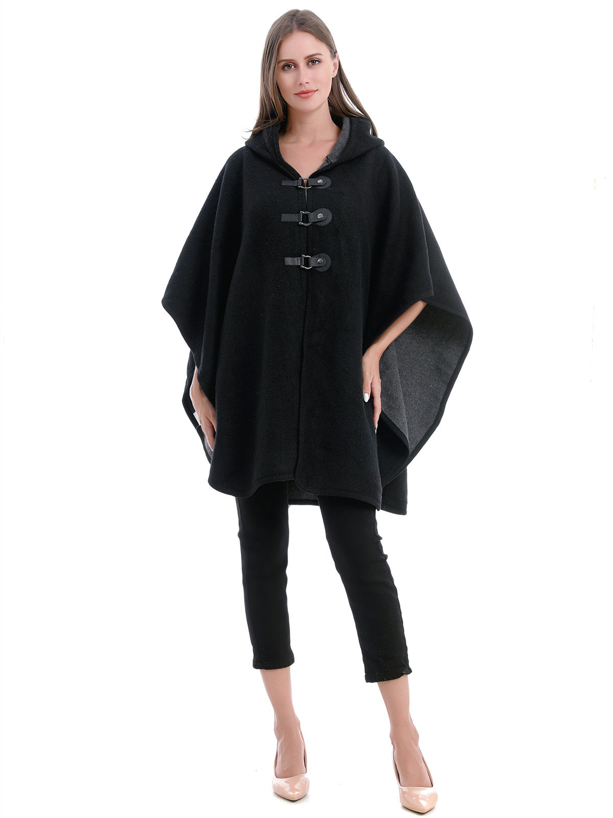 Hooded Buckle Poncho