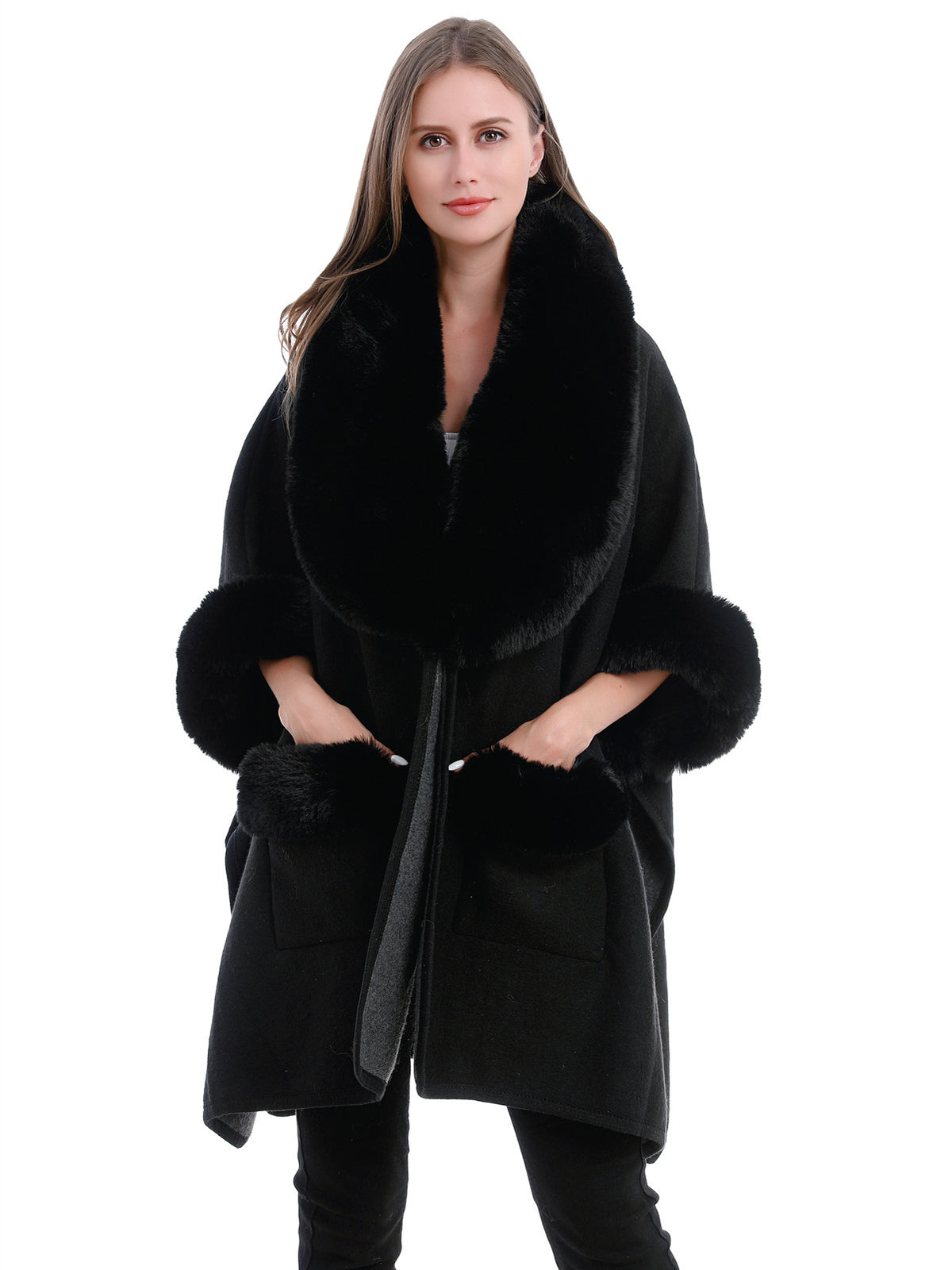 Statement Faux Fur Poncho